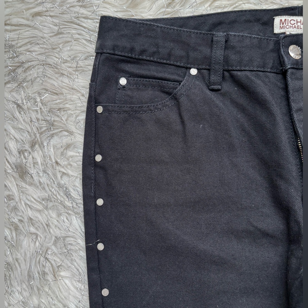Michael Michael Kors Black Women’s Flare Stud Side Button pants Jeans Size 6 - Picture 8 of 16